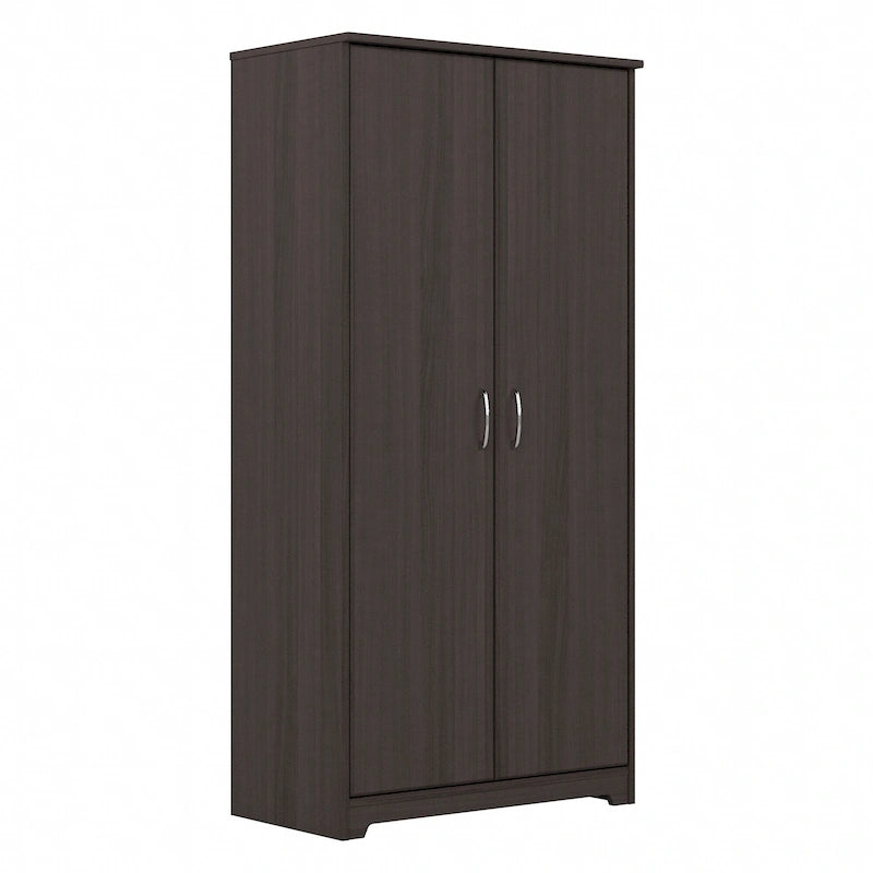 Armoire de rangement haute à 2 portes avec étagères réglables – Blanc / Gris cendré / Gris chiné / Gris moderne / Pin recyclé / Noyer moderne / Cerisier récolté / Chêne expresso
