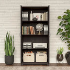 Armoire de rangement haute à 2 portes avec étagères réglables – Blanc / Gris cendré / Gris chiné / Gris moderne / Pin recyclé / Noyer moderne / Cerisier récolté / Chêne expresso
