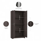 Armoire de rangement haute à 2 portes avec étagères réglables – Blanc / Gris cendré / Gris chiné / Gris moderne / Pin recyclé / Noyer moderne / Cerisier récolté / Chêne expresso