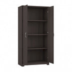 Armoire de rangement haute à 2 portes avec étagères réglables – Blanc / Gris cendré / Gris chiné / Gris moderne / Pin recyclé / Noyer moderne / Cerisier récolté / Chêne expresso