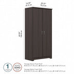 Armoire de rangement haute à 2 portes avec étagères réglables – Blanc / Gris cendré / Gris chiné / Gris moderne / Pin recyclé / Noyer moderne / Cerisier récolté / Chêne expresso