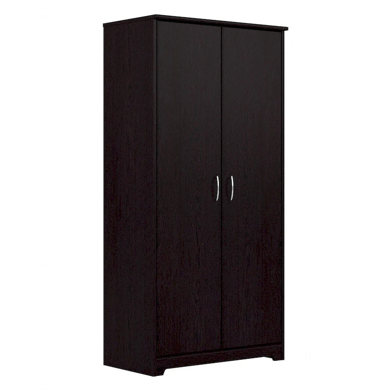 Armoire de rangement haute à 2 portes avec étagères réglables – Blanc / Gris cendré / Gris chiné / Gris moderne / Pin recyclé / Noyer moderne / Cerisier récolté / Chêne expresso