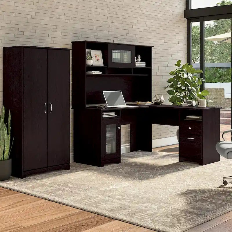 Armoire de rangement haute à 2 portes avec étagères réglables – Blanc / Gris cendré / Gris chiné / Gris moderne / Pin recyclé / Noyer moderne / Cerisier récolté / Chêne expresso