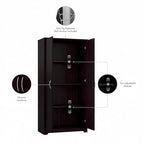 Armoire de rangement haute à 2 portes avec étagères réglables – Blanc / Gris cendré / Gris chiné / Gris moderne / Pin recyclé / Noyer moderne / Cerisier récolté / Chêne expresso