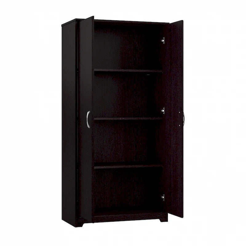Armoire de rangement haute à 2 portes avec étagères réglables – Blanc / Gris cendré / Gris chiné / Gris moderne / Pin recyclé / Noyer moderne / Cerisier récolté / Chêne expresso