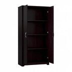 Armoire de rangement haute à 2 portes avec étagères réglables – Blanc / Gris cendré / Gris chiné / Gris moderne / Pin recyclé / Noyer moderne / Cerisier récolté / Chêne expresso