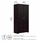 Armoire de rangement haute à 2 portes avec étagères réglables – Blanc / Gris cendré / Gris chiné / Gris moderne / Pin recyclé / Noyer moderne / Cerisier récolté / Chêne expresso