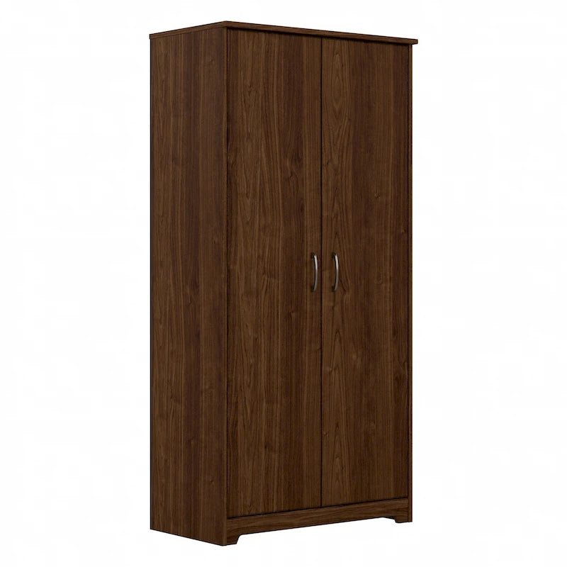 Armoire de rangement haute à 2 portes avec étagères réglables – Blanc / Gris cendré / Gris chiné / Gris moderne / Pin recyclé / Noyer moderne / Cerisier récolté / Chêne expresso