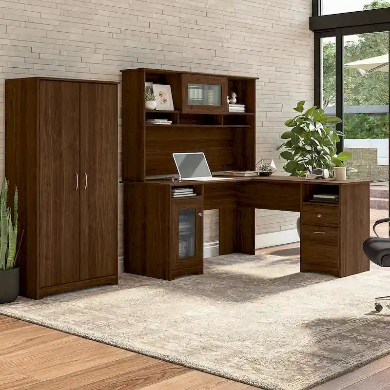 Armoire de rangement haute à 2 portes avec étagères réglables – Blanc / Gris cendré / Gris chiné / Gris moderne / Pin recyclé / Noyer moderne / Cerisier récolté / Chêne expresso
