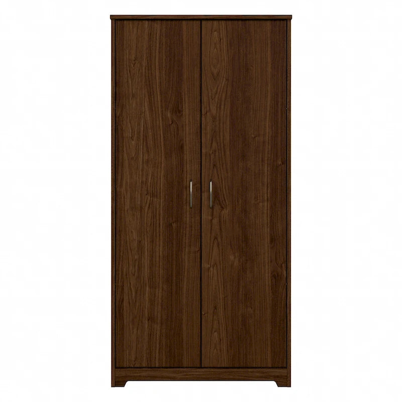 Armoire de rangement haute à 2 portes avec étagères réglables – Blanc / Gris cendré / Gris chiné / Gris moderne / Pin recyclé / Noyer moderne / Cerisier récolté / Chêne expresso