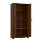 Armoire de rangement haute à 2 portes avec étagères réglables – Blanc / Gris cendré / Gris chiné / Gris moderne / Pin recyclé / Noyer moderne / Cerisier récolté / Chêne expresso