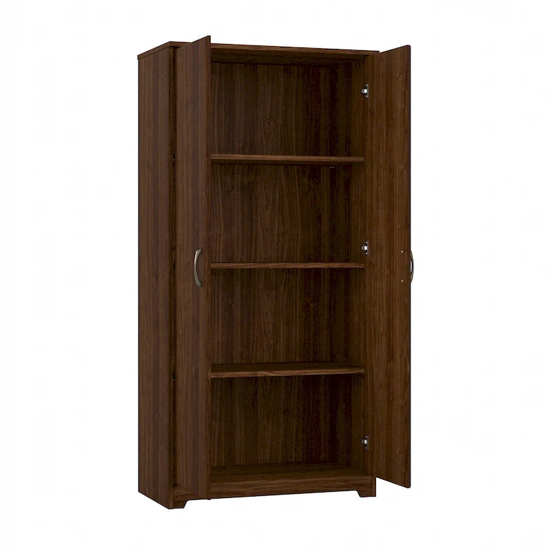 Armoire de rangement haute à 2 portes avec étagères réglables – Blanc / Gris cendré / Gris chiné / Gris moderne / Pin recyclé / Noyer moderne / Cerisier récolté / Chêne expresso
