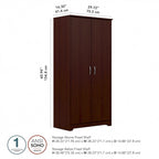 Armoire de rangement haute à 2 portes avec étagères réglables – Blanc / Gris cendré / Gris chiné / Gris moderne / Pin recyclé / Noyer moderne / Cerisier récolté / Chêne expresso