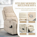 Fauteuil inclinable électrique à deux moteurs avec massage et chauffage – Crème / Gris / Beige / Marron, Coussin lombaire, 1 place