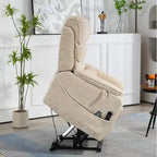 Fauteuil inclinable électrique à deux moteurs avec massage et chauffage – Crème / Gris / Beige / Marron, Coussin lombaire, 1 place