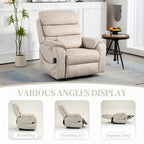 Fauteuil inclinable électrique à deux moteurs avec massage et chauffage – Crème / Gris / Beige / Marron, Coussin lombaire, 1 place