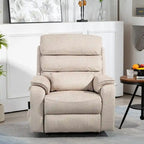 Fauteuil inclinable électrique à deux moteurs avec massage et chauffage – Crème / Gris / Beige / Marron, Coussin lombaire, 1 place