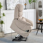 Fauteuil inclinable électrique à deux moteurs avec massage et chauffage – Crème / Gris / Beige / Marron, Coussin lombaire, 1 place