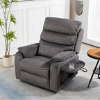 Fauteuil inclinable électrique à deux moteurs avec massage et chauffage – Crème / Gris / Beige / Marron, Coussin lombaire, 1 place