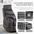 Fauteuil inclinable électrique à deux moteurs avec massage et chauffage – Crème / Gris / Beige / Marron, Coussin lombaire, 1 place