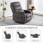Fauteuil inclinable électrique à deux moteurs avec massage et chauffage – Crème / Gris / Beige / Marron, Coussin lombaire, 1 place