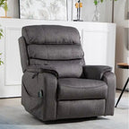 Fauteuil inclinable électrique à deux moteurs avec massage et chauffage – Crème / Gris / Beige / Marron, Coussin lombaire, 1 place