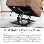 Fauteuil inclinable électrique à deux moteurs avec massage et chauffage – Crème / Gris / Beige / Marron, Coussin lombaire, 1 place