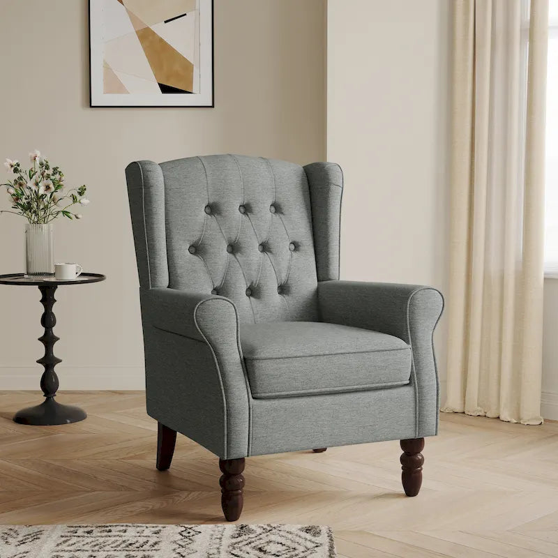 Button-Tufted Accent Chair Wingback Armchair - 38 H