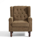 Fauteuil d'appoint à oreilles capitonné – Beige / Gris / Marron / Vert / Bleu / Taupe / Cuir, accoudoirs arrondis, 1 place