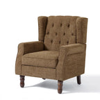 Fauteuil d'appoint à oreilles capitonné – Beige / Gris / Marron / Vert / Bleu / Taupe / Cuir, accoudoirs arrondis, 1 place