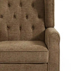 Fauteuil d'appoint à oreilles capitonné – Beige / Gris / Marron / Vert / Bleu / Taupe / Cuir, accoudoirs arrondis, 1 place