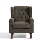 Fauteuil d'appoint à oreilles capitonné – Beige / Gris / Marron / Vert / Bleu / Taupe / Cuir, accoudoirs arrondis, 1 place