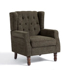 Fauteuil d'appoint à oreilles capitonné – Beige / Gris / Marron / Vert / Bleu / Taupe / Cuir, accoudoirs arrondis, 1 place