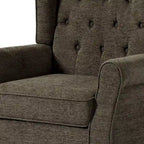 Fauteuil d'appoint à oreilles capitonné – Beige / Gris / Marron / Vert / Bleu / Taupe / Cuir, accoudoirs arrondis, 1 place