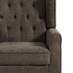 Fauteuil d'appoint à oreilles capitonné – Beige / Gris / Marron / Vert / Bleu / Taupe / Cuir, accoudoirs arrondis, 1 place