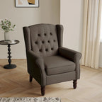 Fauteuil d'appoint à oreilles capitonné – Beige / Gris / Marron / Vert / Bleu / Taupe / Cuir, accoudoirs arrondis, 1 place
