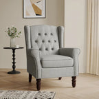 Fauteuil d'appoint à oreilles capitonné – Beige / Gris / Marron / Vert / Bleu / Taupe / Cuir, accoudoirs arrondis, 1 place
