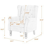 Fauteuil d'appoint à oreilles capitonné – Beige / Gris / Marron / Vert / Bleu / Taupe / Cuir, accoudoirs arrondis, 1 place