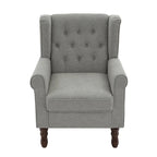 Fauteuil d'appoint à oreilles capitonné – Beige / Gris / Marron / Vert / Bleu / Taupe / Cuir, accoudoirs arrondis, 1 place