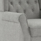 Fauteuil d'appoint à oreilles capitonné – Beige / Gris / Marron / Vert / Bleu / Taupe / Cuir, accoudoirs arrondis, 1 place