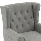 Fauteuil d'appoint à oreilles capitonné – Beige / Gris / Marron / Vert / Bleu / Taupe / Cuir, accoudoirs arrondis, 1 place