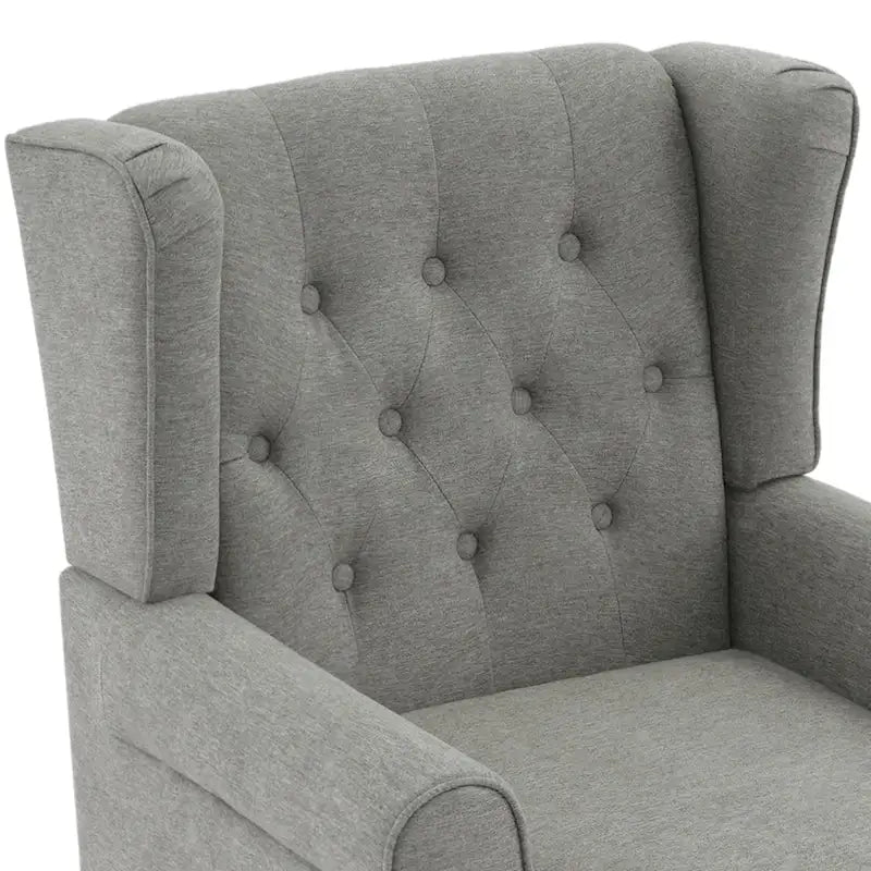 Fauteuil d'appoint à oreilles capitonné – Beige / Gris / Marron / Vert / Bleu / Taupe / Cuir, accoudoirs arrondis, 1 place