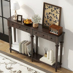 Console avec 4 tiroirs – Expresso, placage de pin, 1 place