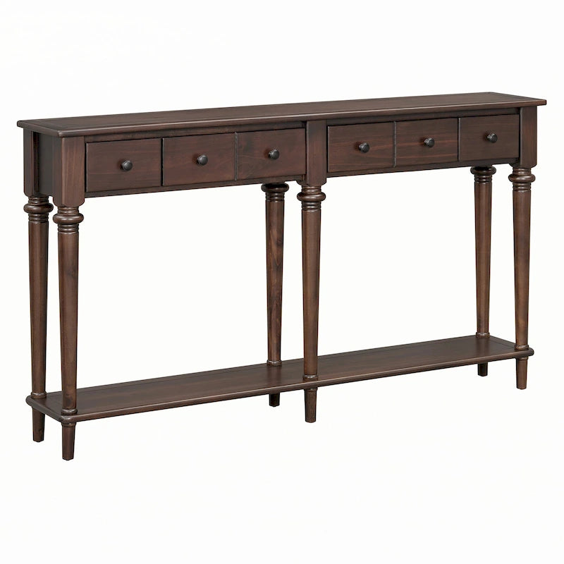 Console avec 4 tiroirs – Expresso, placage de pin, 1 place