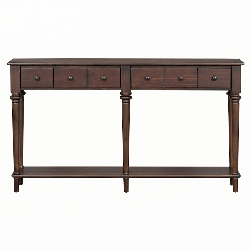 Console avec 4 tiroirs – Expresso, placage de pin, 1 place