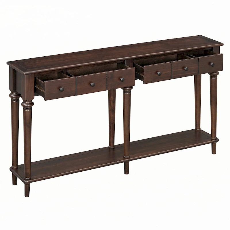Console avec 4 tiroirs – Expresso, placage de pin, 1 place