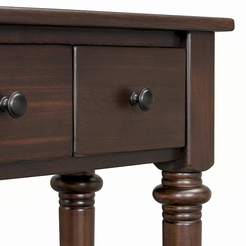 Console avec 4 tiroirs – Expresso, placage de pin, 1 place