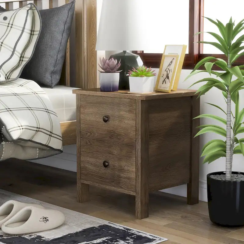 Mulgrew Rustic Distressed Walnut Engineered Wood 3-Drawer Nightstand by Carbon Loft