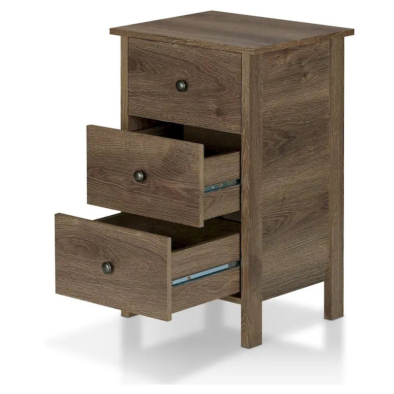 Table de chevet rustique en noyer vieilli – Noyer, 2 ou 3 tiroirs, style fermette