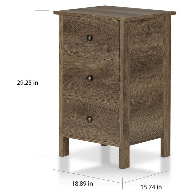 Table de chevet rustique en noyer vieilli – Noyer, 2 ou 3 tiroirs, style fermette
